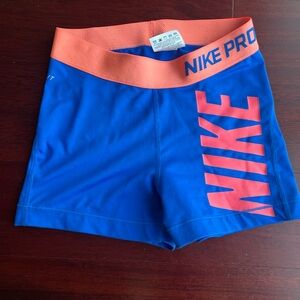 Nike Pro Women's Small Shorts Blue Pink Athletic Training